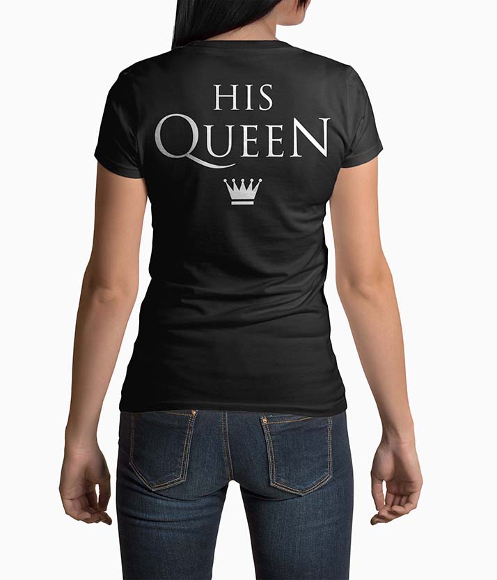 Tricou Femei Personalizat His Queen - Femei-Negru