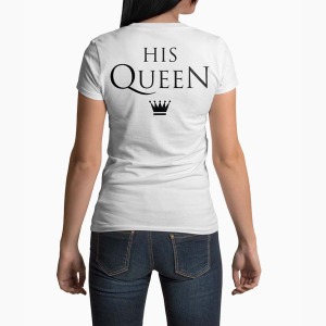 Tricou Femei Personalizat His Queen - Femei-Alb