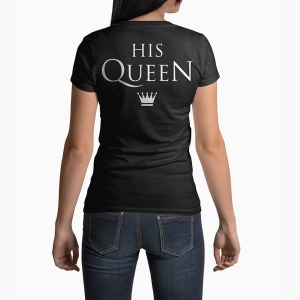 Tricou Femei Personalizat His Queen - Femei-Negru