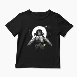 Tricou Astronaut Monkey Imprimat - Copii-Negru