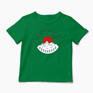 Tricou Aventură la Munte - Copii-Verde