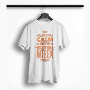 Tricou Barbati Personalizat Keep Calm and Be My Rock N Roll Queen - Bărbați-Alb