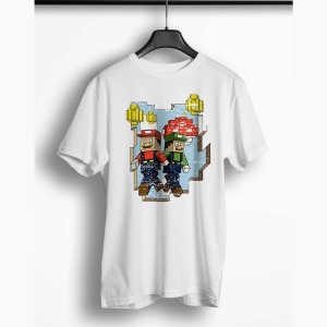 Tricou Personalizat Minecraft Super Mario - Bărbați-Alb