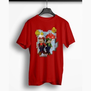 Tricou Personalizat Minecraft Super Mario - Bărbați-Roșu