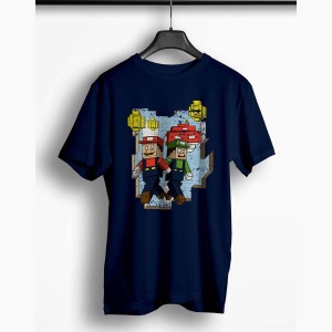 Tricou Personalizat Minecraft Super Mario - Bărbați-Bleumarin