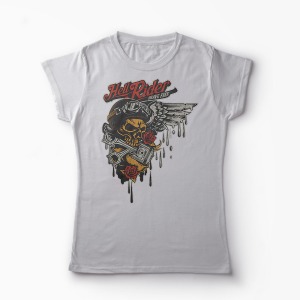 Tricou Biker Hell Ride - Femei-Gri