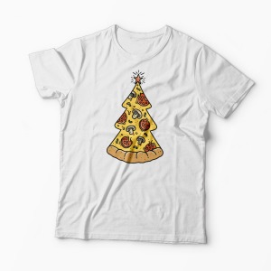 Tricou Brad Craciun Pizza - Bărbați-Alb