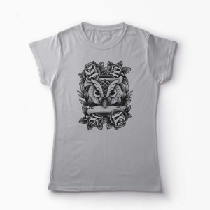 Tricou Bufnita Tattoo Style - Femei-Gri