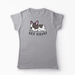 Tricou Bulldog Francez - Nu Azi - Femei-Gri