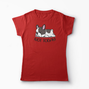 Tricou Bulldog Francez - Nu Azi - Femei-Roșu