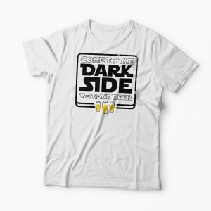 Tricou Come To The Dark Side We Have Beer - Bărbați-Alb