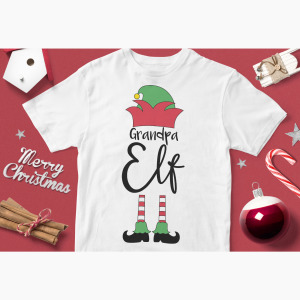 Tricou Crăciun Bunica Elf - Bunicul Elf - Bărbați-Alb