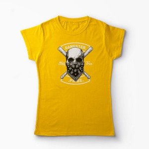 Tricou Craniu Gangster - Femei-Galben