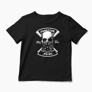 Tricou Craniu Gangster - Copii-Negru