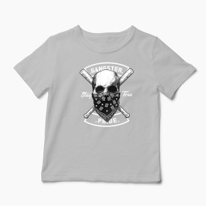 Tricou Craniu Gangster - Copii-Gri