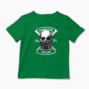 Tricou Craniu Gangster - Copii-Verde