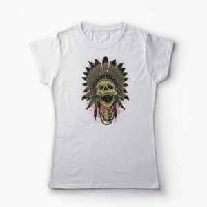 Tricou Craniu Indian - Femei-Alb