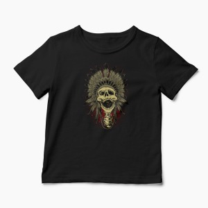 Tricou Craniu Indian - Copii-Negru