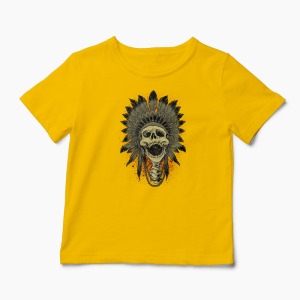 Tricou Craniu Indian - Copii-Galben