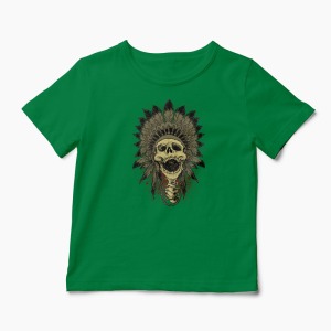 Tricou Craniu Indian - Copii-Verde