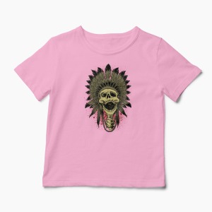 Tricou Craniu Indian - Copii-Roz