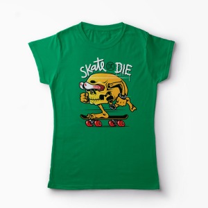 Tricou Craniu Skate or Die - Femei-Verde