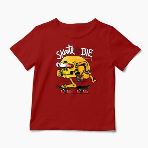 Tricou Craniu Skate or Die - Copii-Roșu