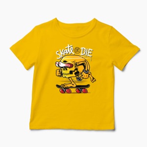 Tricou Craniu Skate or Die - Copii-Galben