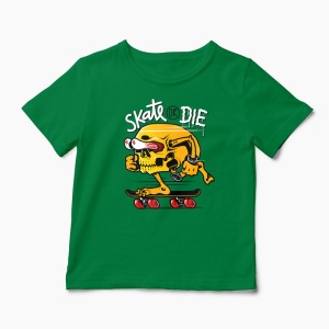 Tricou Craniu Skate or Die - Copii-Verde