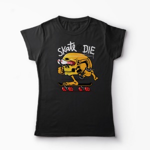 Tricou Craniu Skate or Die - Femei-Negru