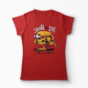 Tricou Craniu Skate or Die - Femei-Roșu