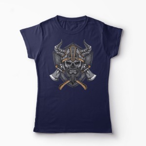 Tricou Craniu Valhalla  - Femei-Bleumarin