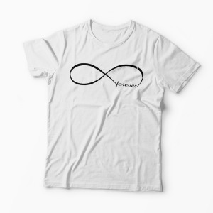 Tricou Cupluri Forever Love Infinity - Bărbați-Alb