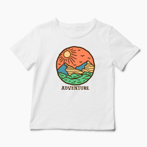 Tricou Drumeție Munți Aventură - Copii-Alb