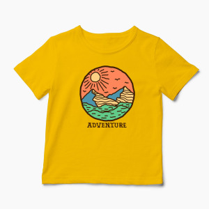 Tricou Drumeție Munți Aventură - Copii-Galben