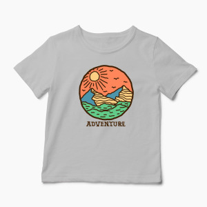 Tricou Drumeție Munți Aventură - Copii-Gri