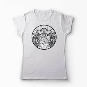 Tricou Extraterestru Ufo - Femei-Alb