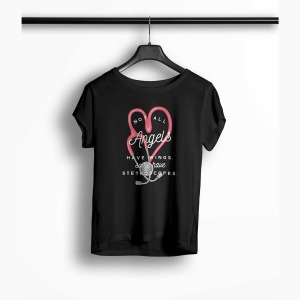 Tricou Femei Personalizat Not All Angels Have Wings Some Have Stethoscopes - Femei-Negru