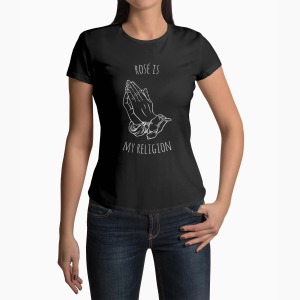 Tricou Femei Personalizat Rose Is My Religion - Femei-Negru