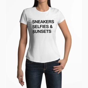 Tricou Femei Personalizat Sneakers Selfies & Sunsets - Femei-Alb