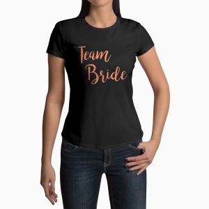 Tricou Personalizat Team Bride Echipa Mireas - Femei-Negru