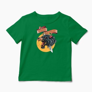 Tricou Feriti-va de Lup - Copii-Verde