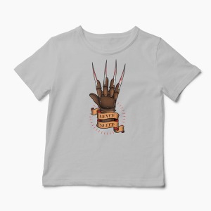 Tricou Freddy Krueger Never Sleep - Copii-Gri