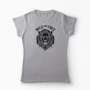 Tricou Leu Wild and Free - Femei-Gri