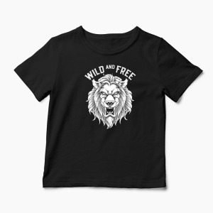 Tricou Leu Wild and Free - Copii-Negru