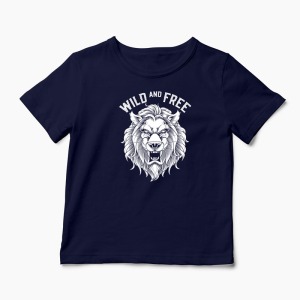 Tricou Leu Wild and Free - Copii-Bleumarin