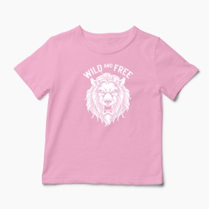 Tricou Leu Wild and Free - Copii-Roz