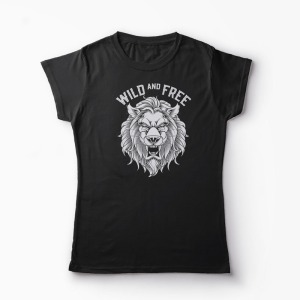 Tricou Leu Wild and Free - Femei-Negru