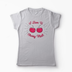 Tricou Love U Cherry Much - Femei-Gri