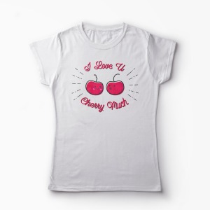 Tricou Love U Cherry Much - Femei-Alb